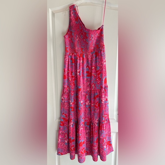 Sugar Lips Sao Paulo Smocked One Shoulder Lys Maxi Dress Large - Picture 2 of 5